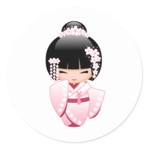 Muñeca Kokeshi Kimono Rosa Kawaii
