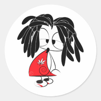 Pegatina Redonda muñeca Rastaman