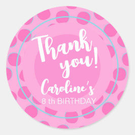 Pegatina Redonda Muñeca rosa, Chica a favor del cumpleaños