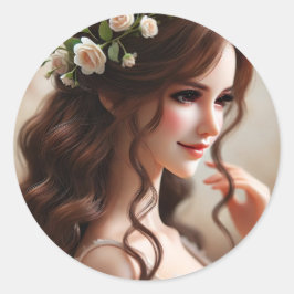 Pegatina Redonda "Muñecas encantadas: Tutores de sueños y preciosos