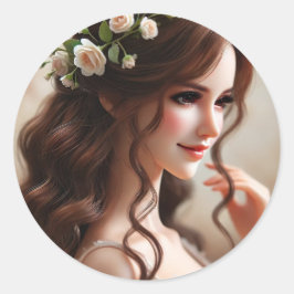 Pegatina Redonda "Muñecas encantadas: Tutores de sueños y preciosos