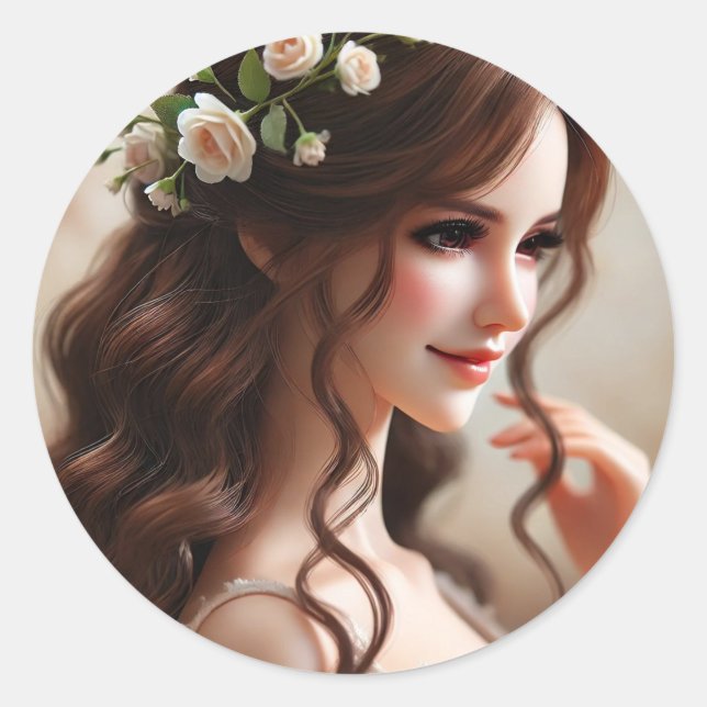 Pegatina Redonda "Muñecas encantadas: Tutores de sueños y preciosos (Anverso)