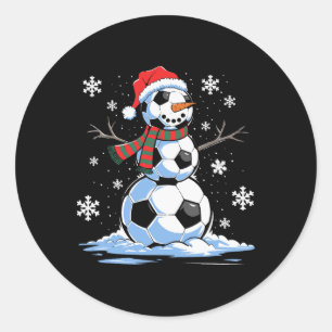 Pegatina Redonda Muñeco de nieve de fútbol jugador de fútbol sombre