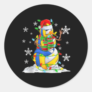 Pegatina Redonda Muñeco de nieve de voleibol Luces de árbol de Navi