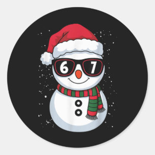 Pegatina Redonda Muñeco de nieve divertido seis siete Navidad 67 Me