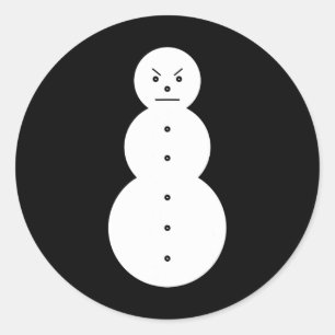 Pegatina Redonda Muñeco de nieve Jeezy - Muñeco de nieve enojado de