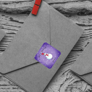 Pegatina Redonda Muñeco de nieve personalizado Navidad