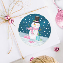 Muñeco de nieve rosa lindo personalizado Navidad F