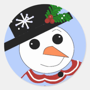 Pegatina Redonda Muñecos de Nieve Festivos