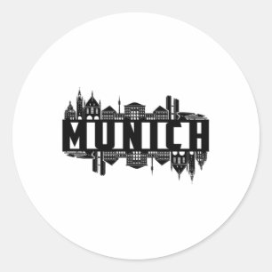 Pegatina Redonda Munich Alemania City Cityscape Guay Gracioso regal