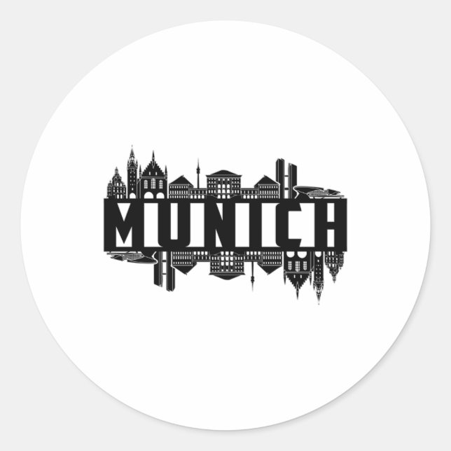 Pegatina Redonda Munich Alemania City Cityscape Guay Gracioso regal (Anverso)
