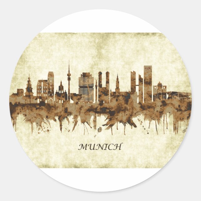 Pegatina Redonda Munich Alemania Cityscape (Anverso)