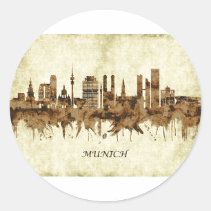 Pegatina Redonda Munich Alemania Cityscape