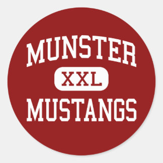 Pegatina Redonda Munster - Mustangs - High School - Munster Indiana
