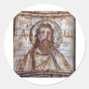 Pegatina Redonda Mural de la catacumba de Commodilla.