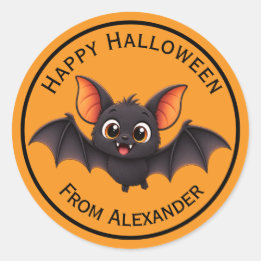Pegatina Redonda Murciélago bebé lindo personalizado de Halloween