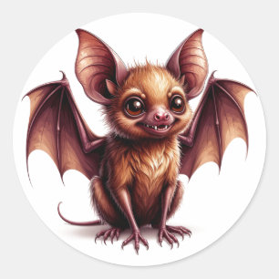 Pegatina Redonda Murciélago de Halloween con Ojos Grandes Mascota �