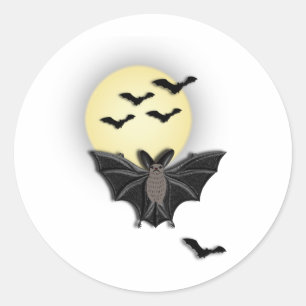 Pegatina Redonda Murciélago de madera de Halloween