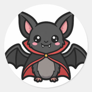 Pegatina Redonda Murciélago vampiro lindo de Halloween
