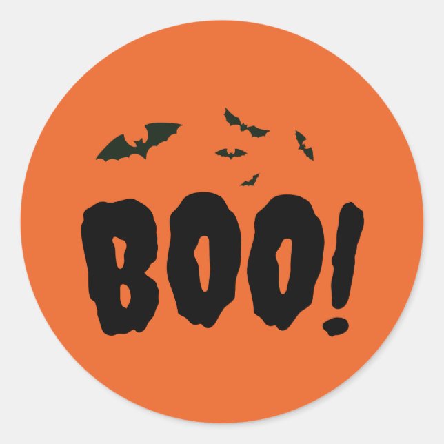 Pegatina Redonda Murciélagos de Halloween Boo (Anverso)