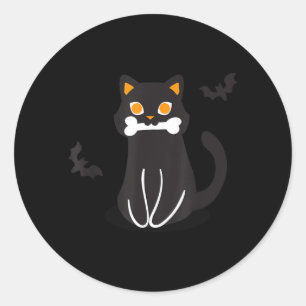 Pegatina Redonda Murciélagos de hueso de gato negro Halloween