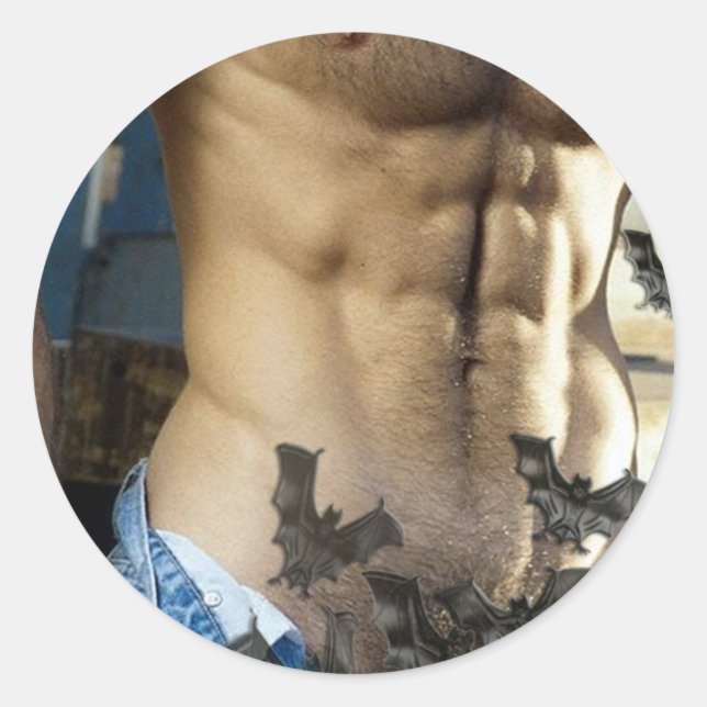 Pegatina Redonda ¡Murciélagos en el ático! (Anverso)