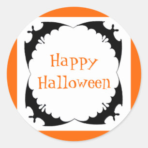 Pegatina Redonda Murciélagos Gigantes Feliz Halloween