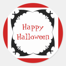 Pegatina Redonda Murciélagos Gigantes Feliz Halloween