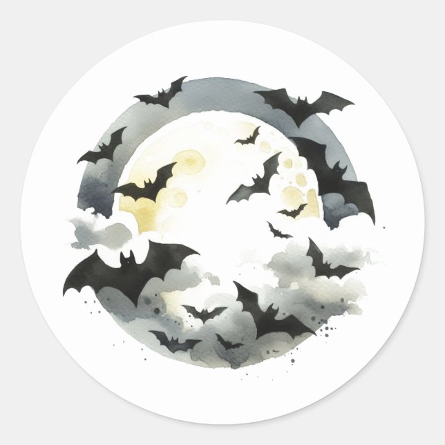 Pegatina Redonda Murciélagos Hermosos Halloween (Anverso)