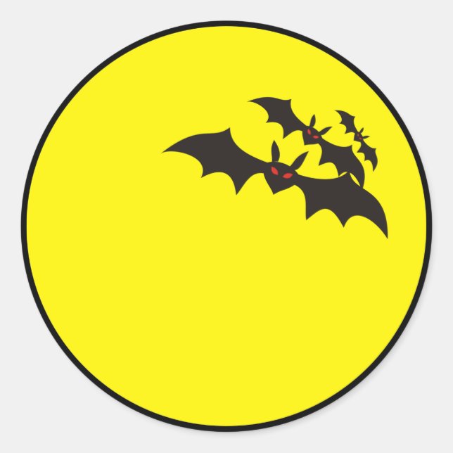 Pegatina Redonda Murciélagos luna llena (Anverso)