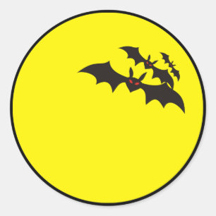 Pegatina Redonda Murciélagos luna llena