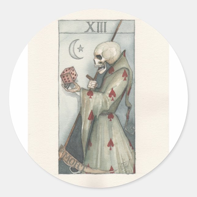 Pegatina Redonda murfia dominical de la tarjeta tarot de muerte (Anverso)