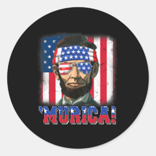Pegatina Redonda Murica Abe Lincoln 4 De Julio Murica Patriótica Me