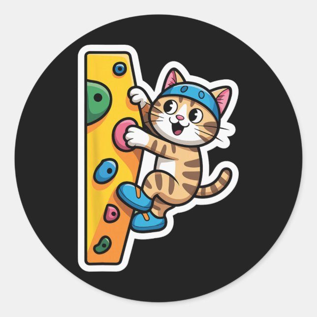 Pegatina Redonda Muro de escalada de gato Meme  (Anverso)