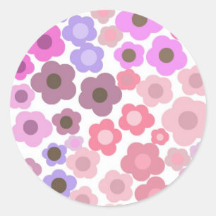 Pegatina Redonda Muro de flores