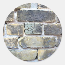 Pegatina Redonda Muro de ladrillo gris claro agrietado