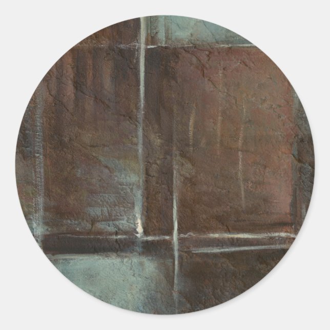 Pegatina Redonda Muro de ladrillo rojo y gris (Anverso)