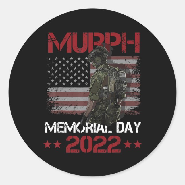 Pegatina Redonda Murph 2022 Happy Memorial Day 4th Of July Bandera  (Anverso)