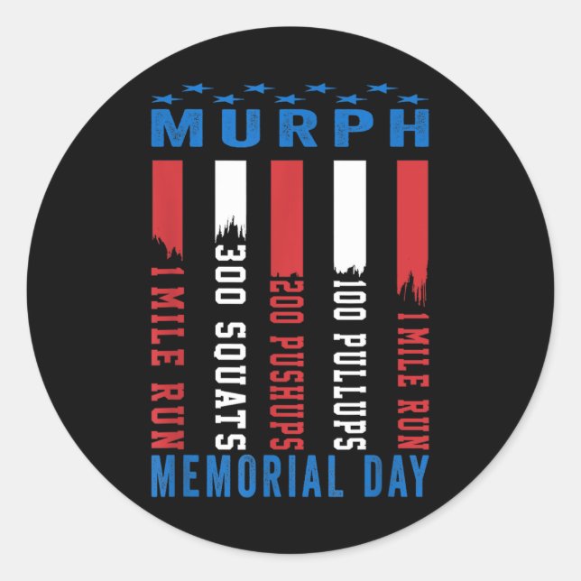Pegatina Redonda Murph Challenge American Memorial Day (Anverso)