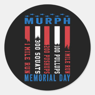 Pegatina Redonda Murph Challenge American Memorial Day
