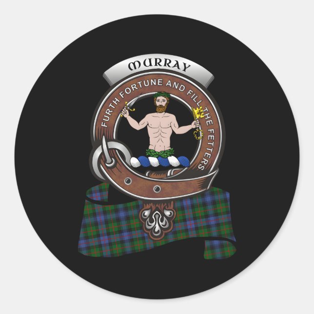 Pegatina Redonda Murray Atholl Clan Badge Tan (Anverso)