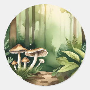 Pegatina Redonda Musambre intrincado con lavado verde suave