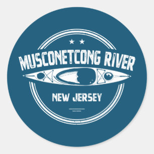 Pegatina Redonda Musconetcong River New Jersey Kayaking