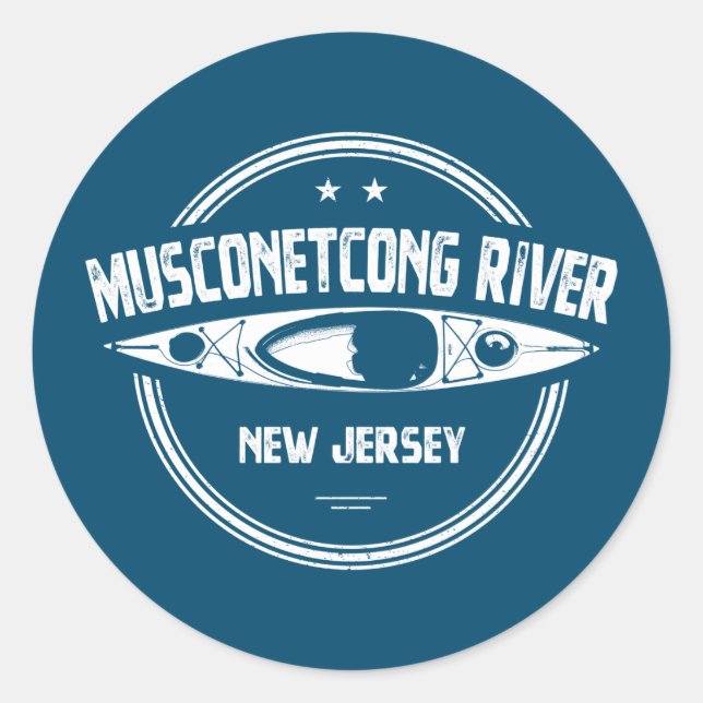 Pegatina Redonda Musconetcong River New Jersey Kayaking (Anverso)