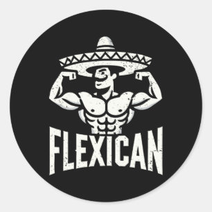 Pegatina Redonda Músculo flexicano divertido de la construcción del