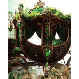 Pegatina Redonda Musgo Encantado & Luz de Luna Carruaje Esmeralda P