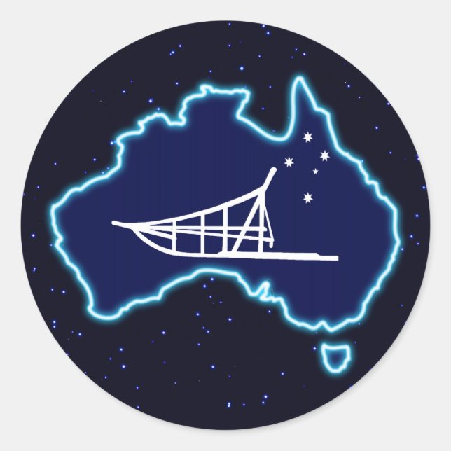 Pegatina Redonda Mushing Down Under (Anverso)