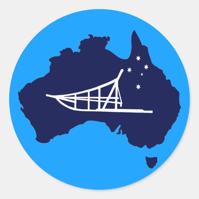 Pegatina Redonda Mushing Down Under (Anverso)