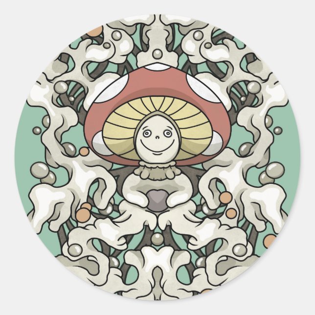 Pegatina Redonda Mushroom (Anverso)