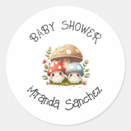 Pegatina Redonda Mushroom Baby Shower